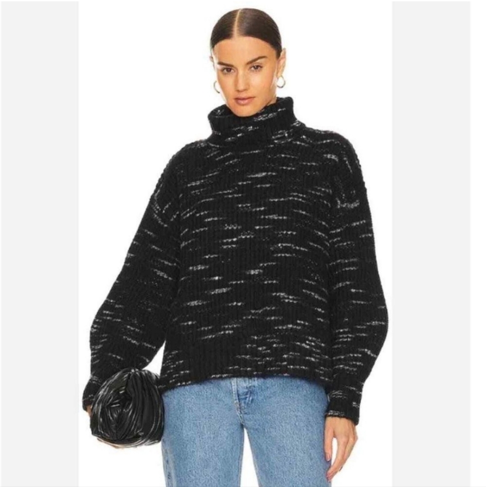Varley Black and White Turtleneck Sweater